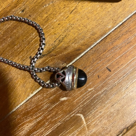 David Yurman Silver & Gold Black Onyx Necklace - Picture 4 of 6